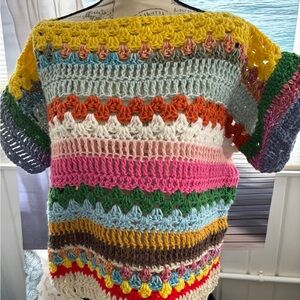 Colorful Crochet Knit Top